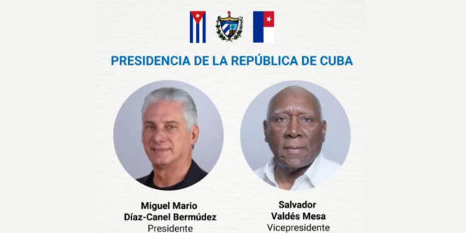 Miguel Díaz-Canel re-elected for a second term as President of the Republic of Cuba.